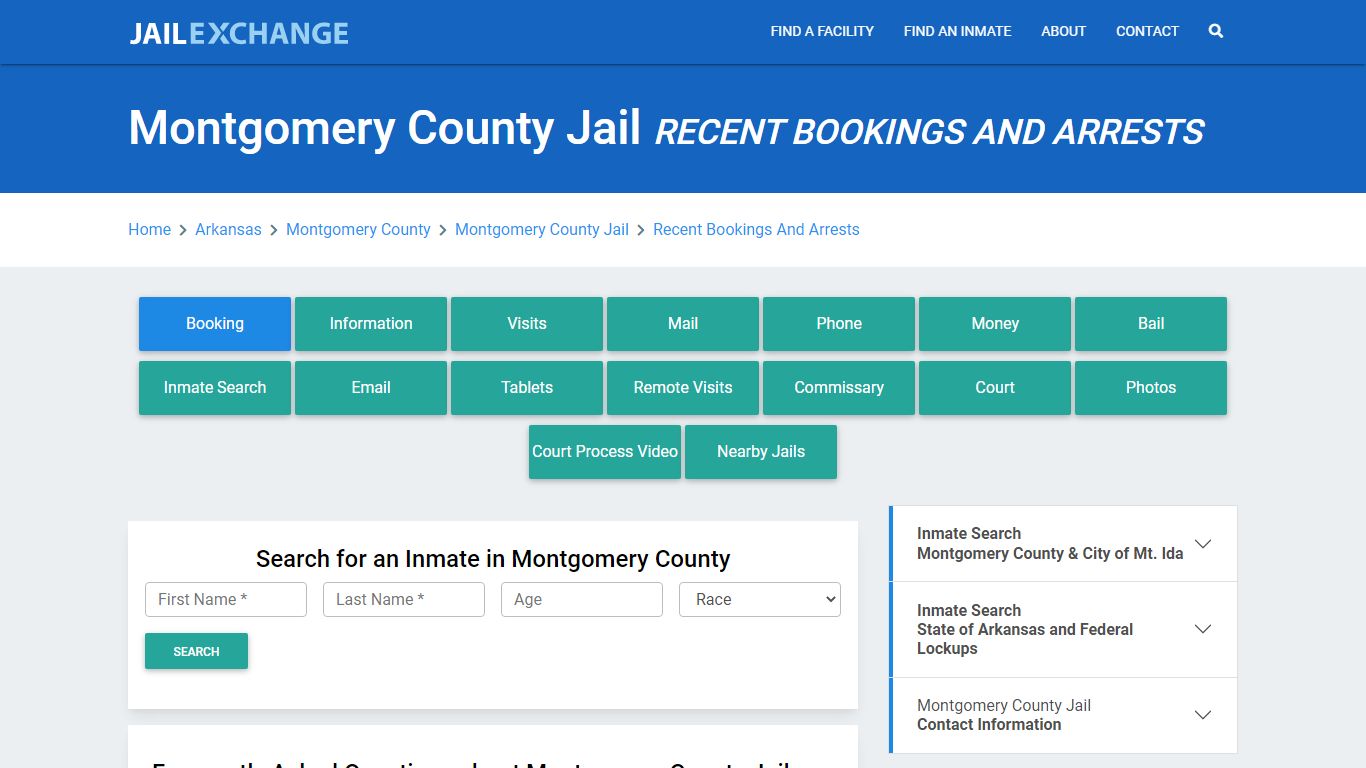 Montgomery County Jail AR Recent Arrests and Bookings